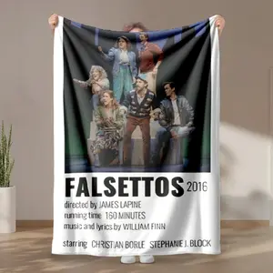 1 piece Musical "Falsettos" 2016 Version themed flannel blanket - Microfiber soft fluffy sofa blanket, suitable for beds and sofas, modern style, all-season use, digital print design, flannel weaving craft, 100% polyester material, machine