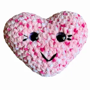 Heart Plushie Pillow | Handmade Valentine Gift | Cute Kawaii Heart Plush | Soft Chenille Stuffed Heart | Crochet Plush Toy