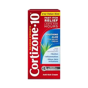 Cortizone-10 Maximum Strength Soothing Aloe Itch Relief Cream, 1% Hydrocortisone, Fast-Acting, Anti-Itch Cream for Bug Bites, Rash, Eczema, Psoriasis, Poison Ivy, Oak, Sumac & More, 2 oz