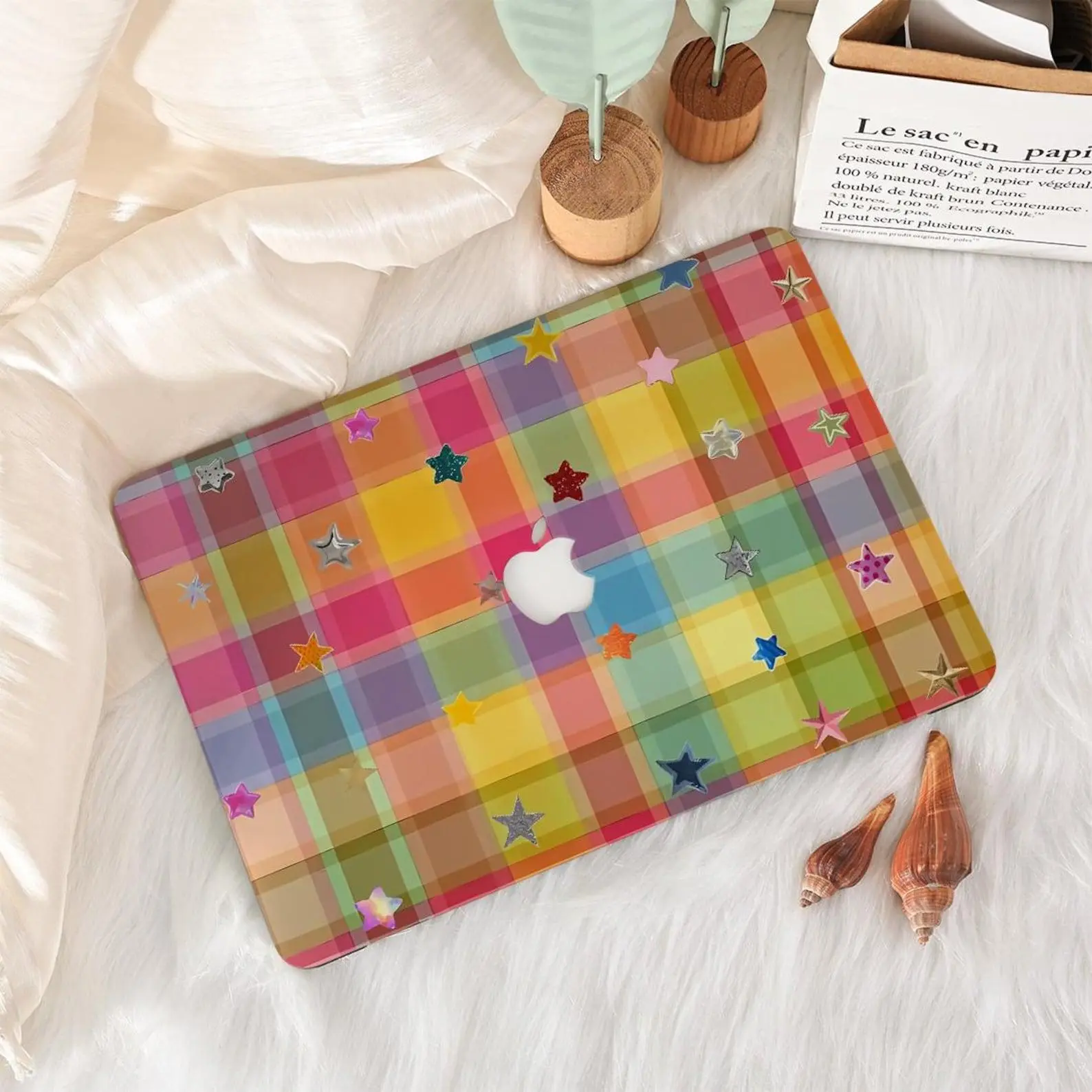 Colorful Plaid Star MacBook Case for MacBook Air 13 15 M1 M2 M3, 2026 MacBook Pro 14 16 Inch, Hard Laptop Cover