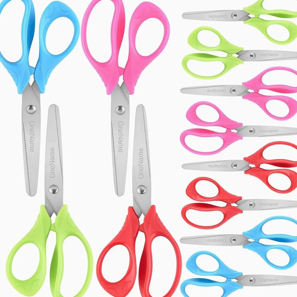 School Scissors,Kids Scissors for Ages 4+ Classroom Safety Blunt Tip,Soft Comfort-Grip Handles,Stainless Steel Blade,for Student,Age 5-8,Home,DIY Arts,Scrapbooking,Craft Projects