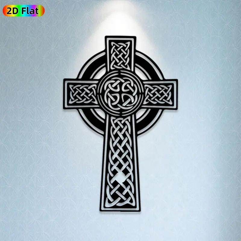 1pc Celtic Cross Iron Metal Wall Art, Intricate Celtic Cross Statue Mural, Ideal Gift for Christmas, St. Patrick's Day, Celtic Culture Enthusiasts, Rust-Resistant Metal Wall Decor religious home decor Wall Sculptures,  Unique Celtic Decor Statement