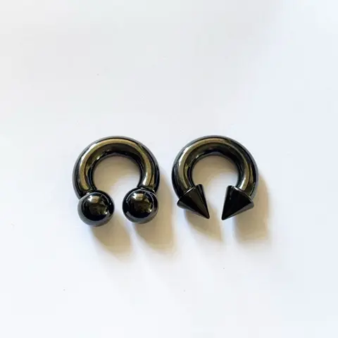 Surgical steel ear weights, gold color plugs stretchers gauged septum hoops silver horseshoe 16g- 2g (1 hoop) 00g septum ring  goth