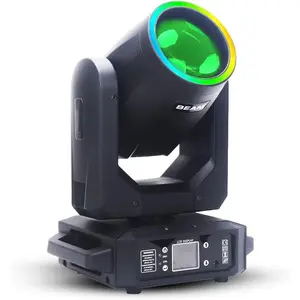 200W LED Moving Head Light with Ring Beam+Spot+18 Rotating Prisms+Rainbow 12 GOBO 8 Color Effect Dj DMX Stage Light Disco Bar
