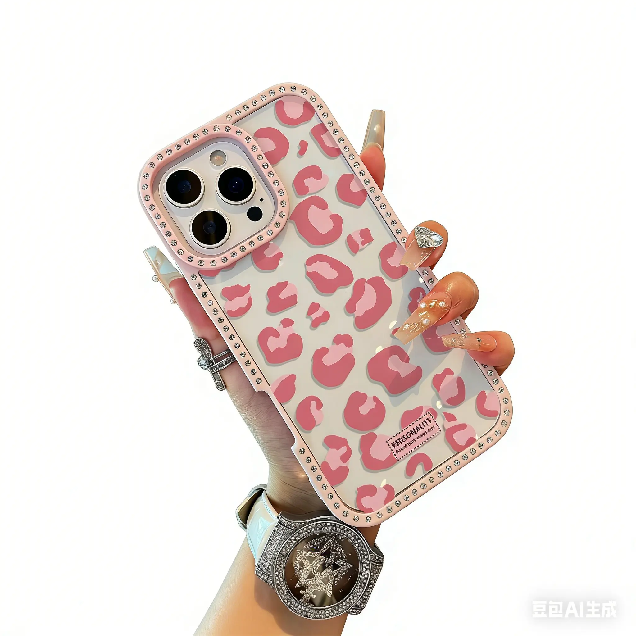 Leopard Print Rhinestone Transparent Shiny TPU Smartphone Casing - Luxurious, Soft, Shockproof, Full-Coverage Handheld Protection Accessory for iPhone 11-17, Ideal Christmas Gift