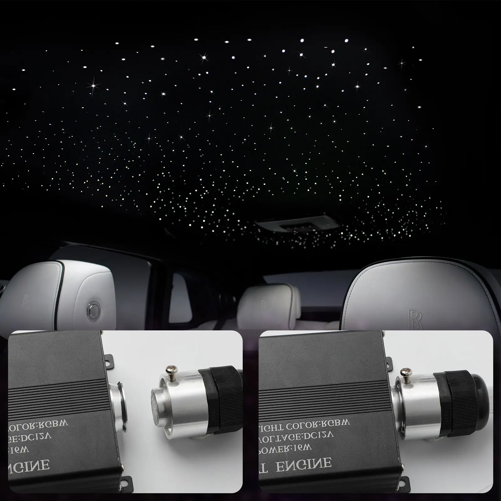 Car Star Ceiling Fiber Optic Light Modification Kit Phone APP + Remote Dual Control 28 Light Modes 12W Energy Saving for Mercedes BMW Audi VW Honda Toyota