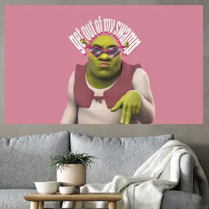 Shrek Pink Get Out Of My Swamp Tapestry 60x40 inches  funny  Decor Wall Tapestrys  Peach Home Decor