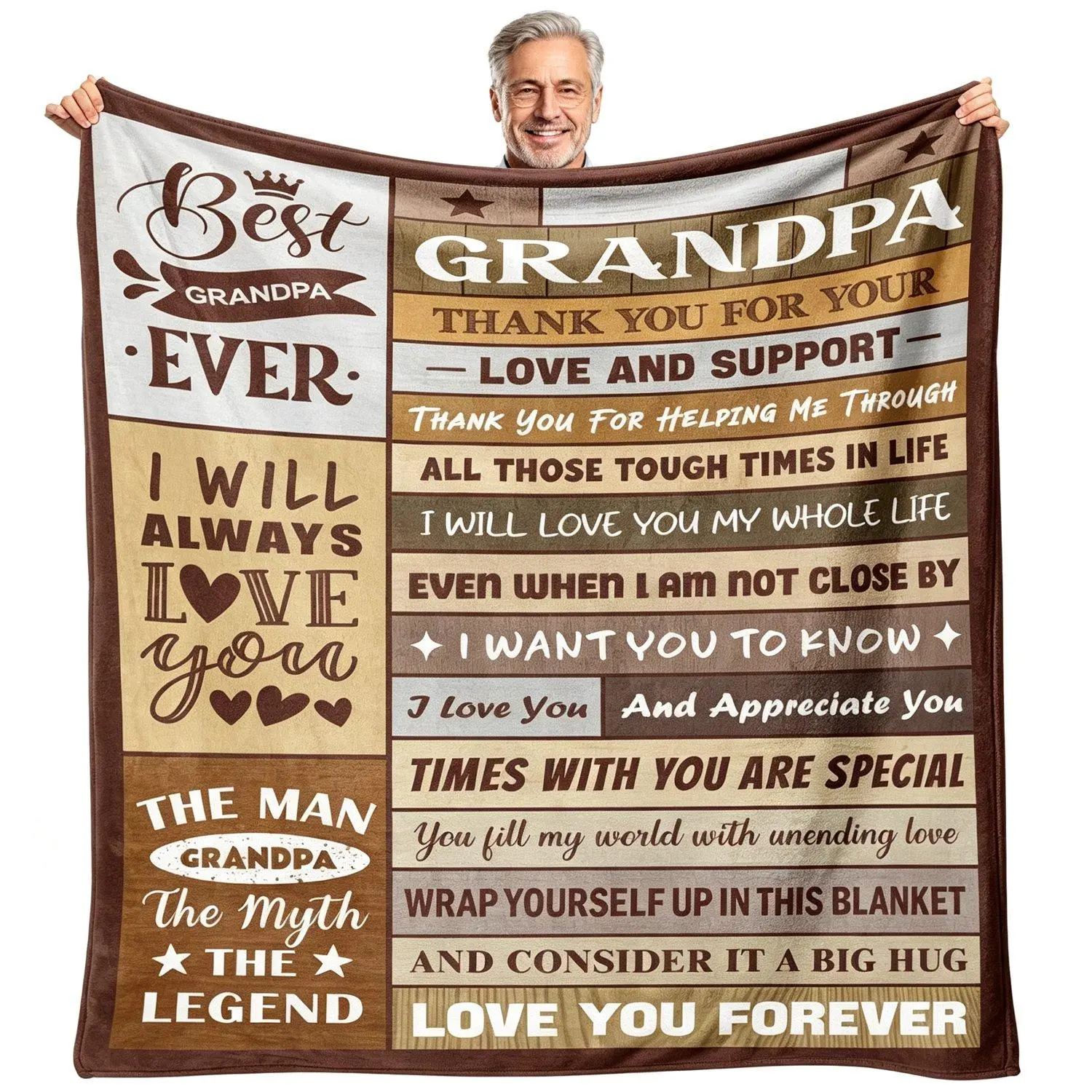 Grandpa Gifts - Birthday Gifts for Grandpa - Best Grandfather Gift from Grandkids Granddaughter Grandson - Great Grandfather Ideas - Throw Blanket