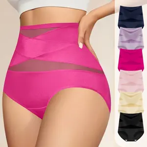 High-Waist Shaping Pantiesfor Women -Seamless Silk Mesh Control BriefsTummy Slimming & Butt Lifting UnderwearBreathable Everyday-Womenswear solid color high waist brief waisted panty