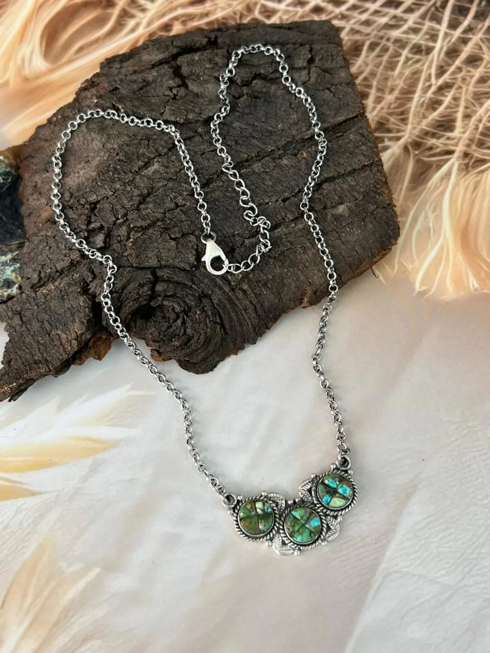 Handmade Sterling Silver Sonoran Cobble Collection: Sonoran Mountain Turquoise Necklace "Signed Nizhoni"