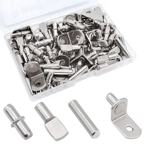 104Pcs Shelf Pins Kit – 4 Styles Nickel Plated Shelf Support Pegs, 5mm & 1/4 Inch Cabinet Shelf Pins, Metal Bookshelf Pegs, Shelf Bracket Peg Holders for Kitchen Cabinets, Furniture & Closet