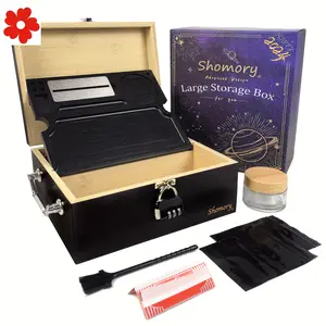 New Large Bamboo Box Combination Lock Mutifunctional Decorative.safe