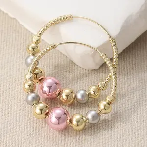 Bohemian Style Colorful Beaded Hoop Earrings GoldenPlated Women's Jewelry for Daily Wear and Parties withMulticolor Beads Boho