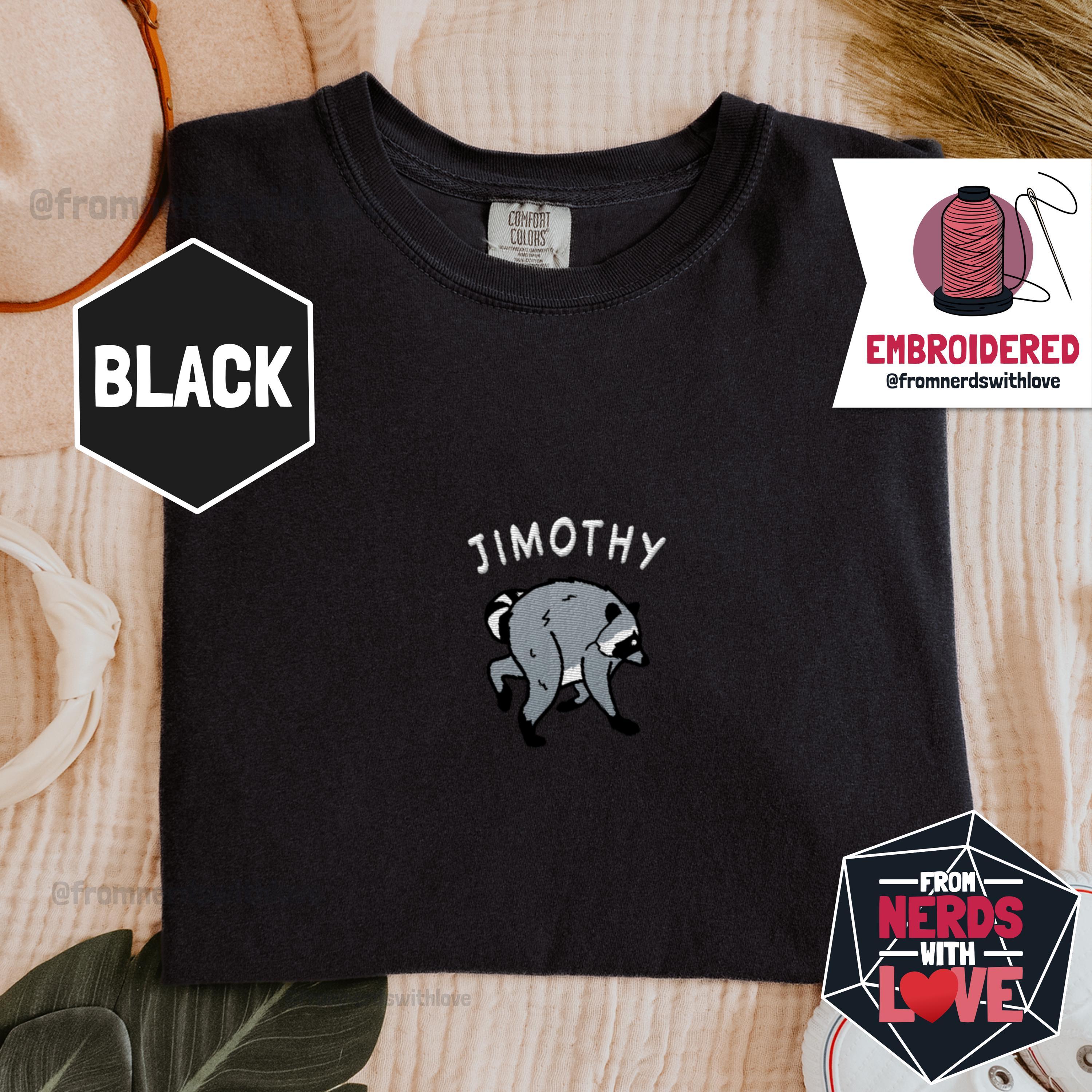 Jimothy Raccoon Embroidered Shirt Short Spine Seattle Trash Panda Tee Viral Internet Meme Funny Animal Lover T-Shirt