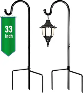 Shepherd Hook 2 Pack Black, 33 inches Tall, Made of  Metal for Garden Decor,  Hanger, Lantern Hook, Solar Light Hanging, 7011