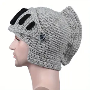 Unique Hand-Knitted Vintage Acrylic Skullies & Beanies with Cozy and Warm Knitted Visor Mask Design for Men Winter Cap