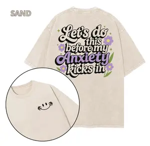 Let's Do This Before My Anxiety Kicks in Printed Gym Shirt, Gym Shirt, Graphic Gym Shirt, Vintage Washed Tee Contton, Gym Shirt Women, For Men, Ful Size