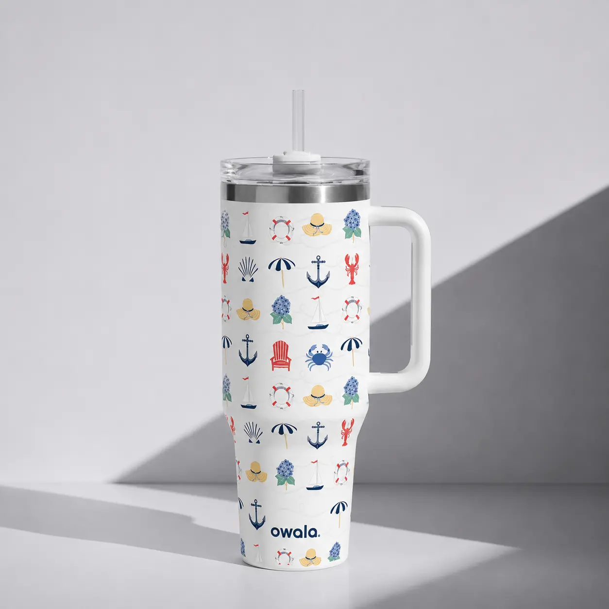 OWALA Shoreline Mega Mug 40oz - Vacuum Insulated Travel Mug with Straw Lid, Leakproof & Durable
