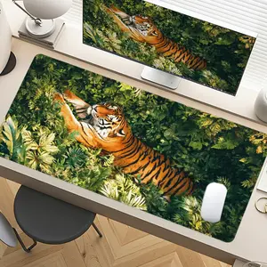 Jungle Tiger Nature Mouse Pads Extra Large Computer Desk Top Mat Mouse Pad for Laptop Mouse Desk Pad Desk Mats with Non - Slip Rubber Base Stitched Edge for Home and Office Desk Accessories