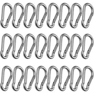25 Pack 2 Inch 304 Stainless Steel Spring Snap Hook Heavy Duty Quick Link Clip Keychain for Camping Fishing Hiking Traveling