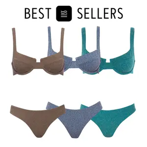 Vetchy Best Sellers - Laguna Bikini, Swimsuit, Women's Two Piece Set, Beach Clothing Premium Lurex Fabric