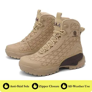 5.AA Men trekking,outdoor,Hiking Sports Shoes,safety,shoe,hiking,boot,all-weather,comfort,trendy,sneaker,desert boots with Zipper, Breathable Lightweight Anti-Skid for Mountaineering Exploration Tactical All-Season Lightweight Non-Slip High Top Boots