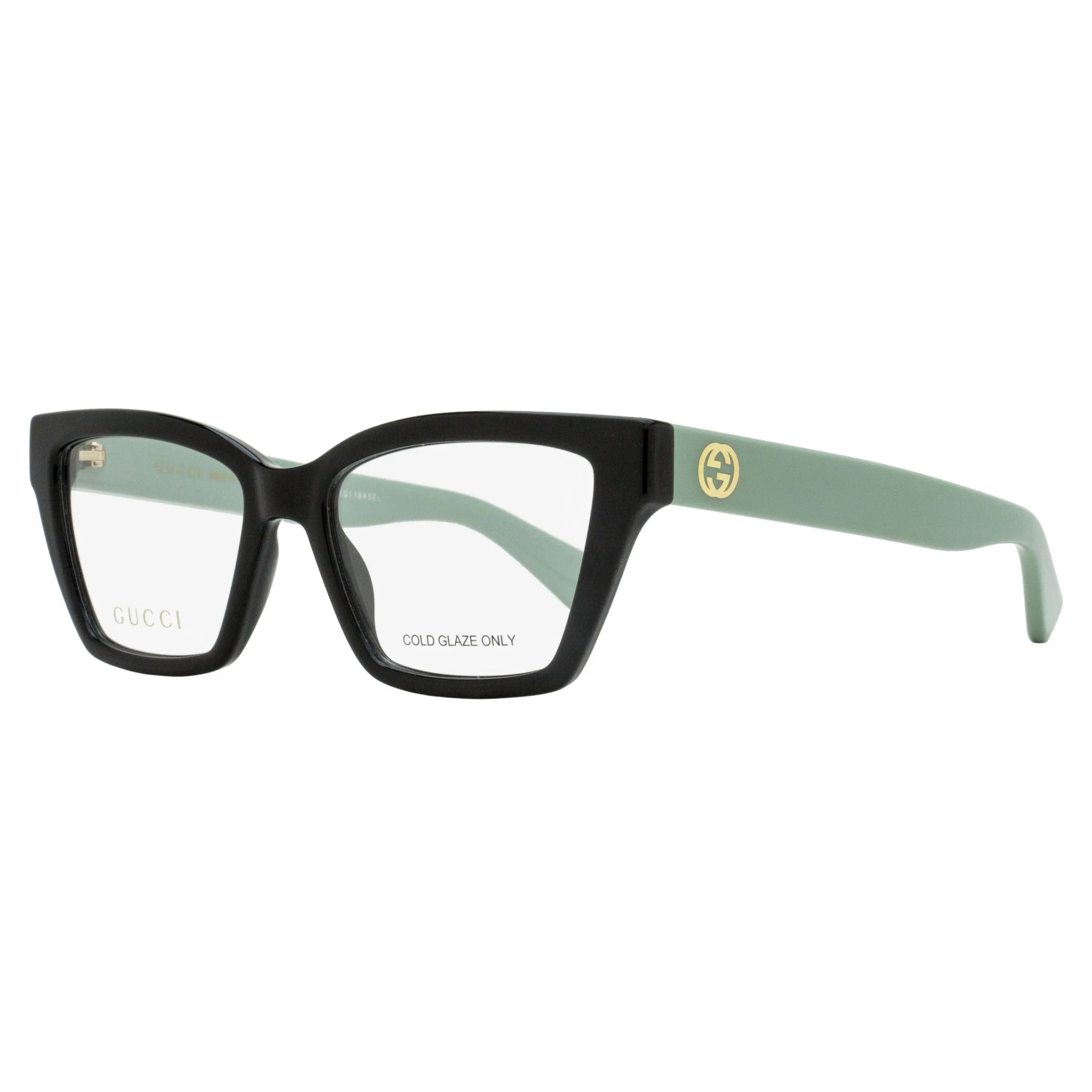 Gucci Squared Cat-Eye Eyeglasses GG1715O 004 Black/Green 53mm
