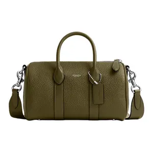 COACH Compass 25 Leather Zip-Top Medium Handbag for Men and Women in Olive Green