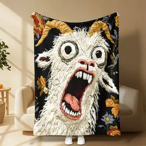 Funny Screaming Goat Theme, Soft And Cozy Bedding Decorative Throw, Whimsical Style Sofa Nap Blanket, All-Season Living Room Bedroom Blanket, Gift For Whimsical Style Lovers, Home Decor Blanket Suitable for giving as gifts to friends, parents and children
