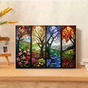 Four Seasons Tree Landscape Diamond Painting Cross Stitch Kit, DIY Craft Supplies for Home Decor, Perfect Gift Idea for Art Lovers, Handmade Gifts