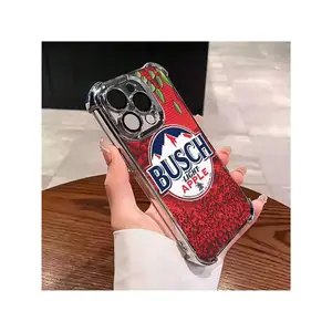 BUSCH LIGHT Beer Lover Luxury Unique  Pattern Aesthetics Electroplated TPU Casing For Iphone 16 15 14 13 12 11 X XS PRO PLUS MAX Four Corners Anti-Fall Soft Silicone Gift Shockproof Protection Anti-Drop Protective Protector Phone Cases Shell Cover