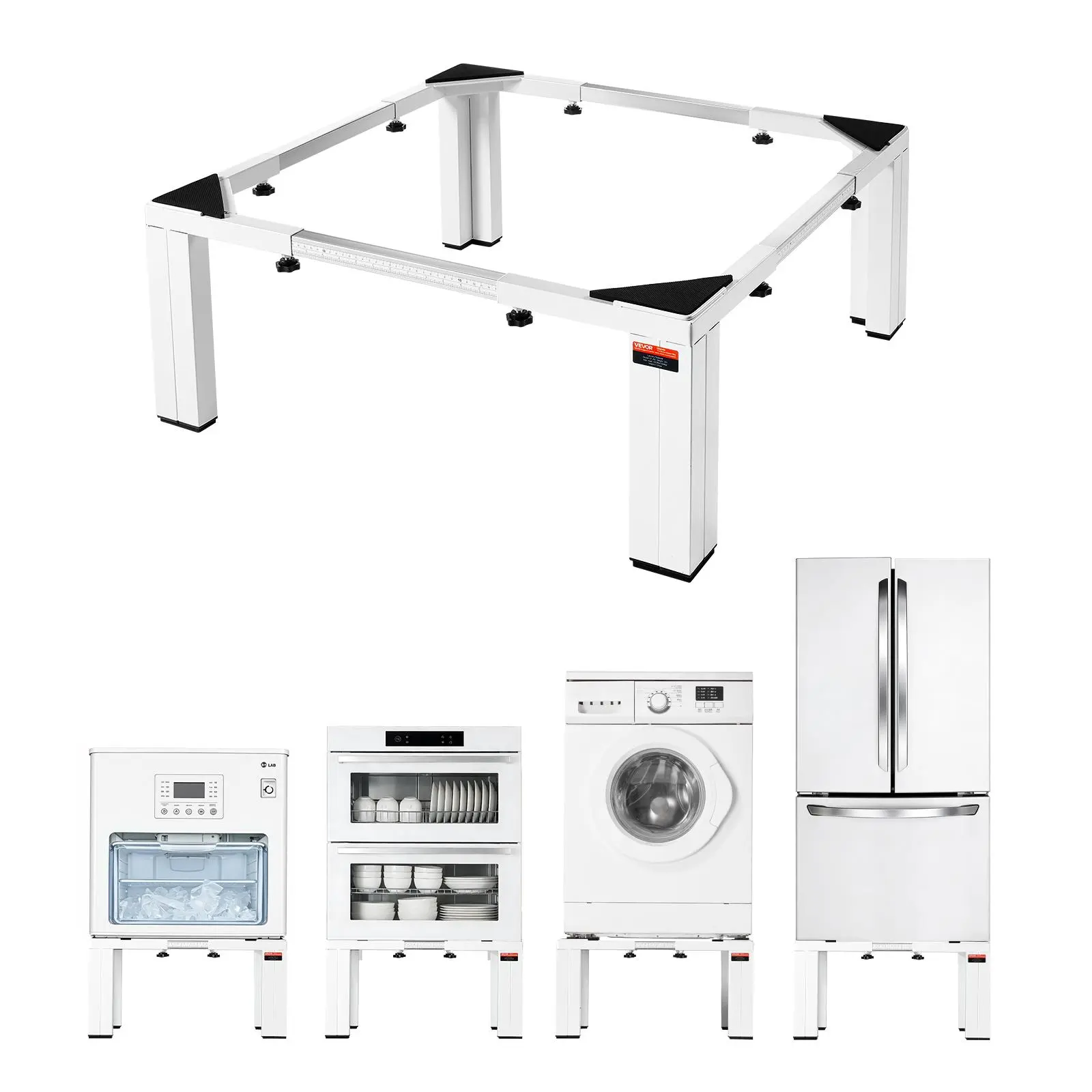 【Summerfinds】VEVOR Laundry Pedestal, 12 in Height, Washer and Dryer Pedestals with 1200 lbs Weight Load Capacity, 18.7-31 in Adjustable, Non-Slip Feet, Heavy-duty Steel Washing Machine Stand Universal Fit, White