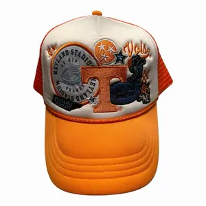 Tennessee Baseball Cap Orange and White with Embroidered Logo Team Slogan Cotton Unisex Breathable Mesh Back Officially Licensed