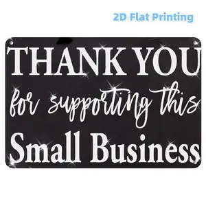 Small Business Thank You Sign |   2D Flat Aluminum Plaque in Elegant Cursive Font |   Black & White Wall Art for Retail, Restaurant & Office |   Promote Local Economy, No Wiring Needed |   Pre-Drilled Holes for Easy Hanging
