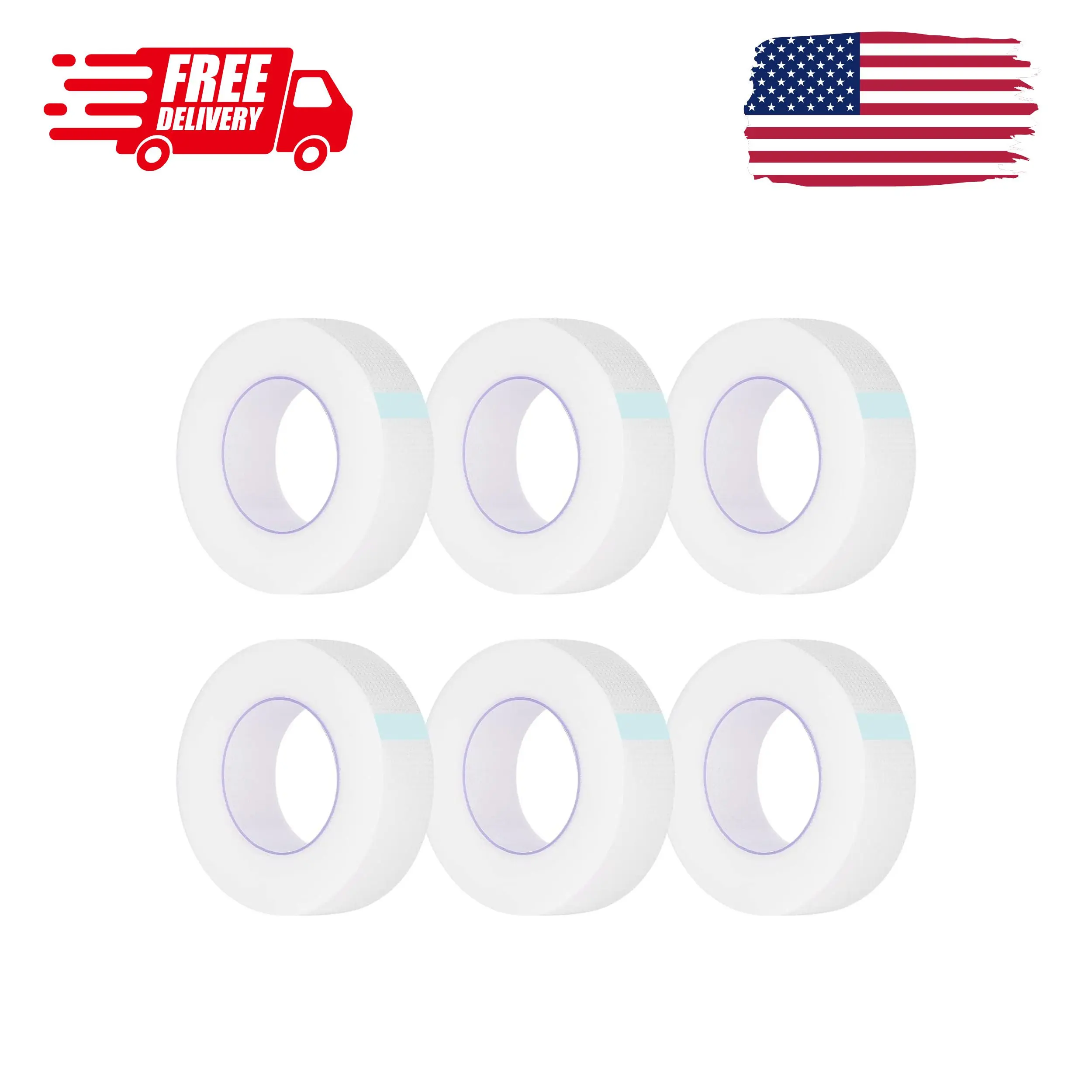 6 Rolls Adhesive Eyelash Tape, Breathable PE Lash Tape