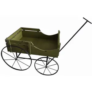 Green Distressed Wood Display Wagon