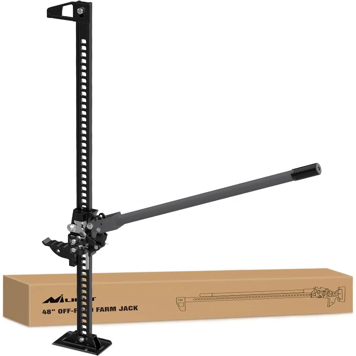 Nilight Farm Jack, 48 inch Utility High Lift Ratcheting Off Road Jack for Truck/SUV/ATV/CAR, 7000 lbs/3 Ton Capacity Automotive Vehicle Tool Automotive Repair Tools Vehicle Tire Inflator, Cast Steel, Vehicle Lift