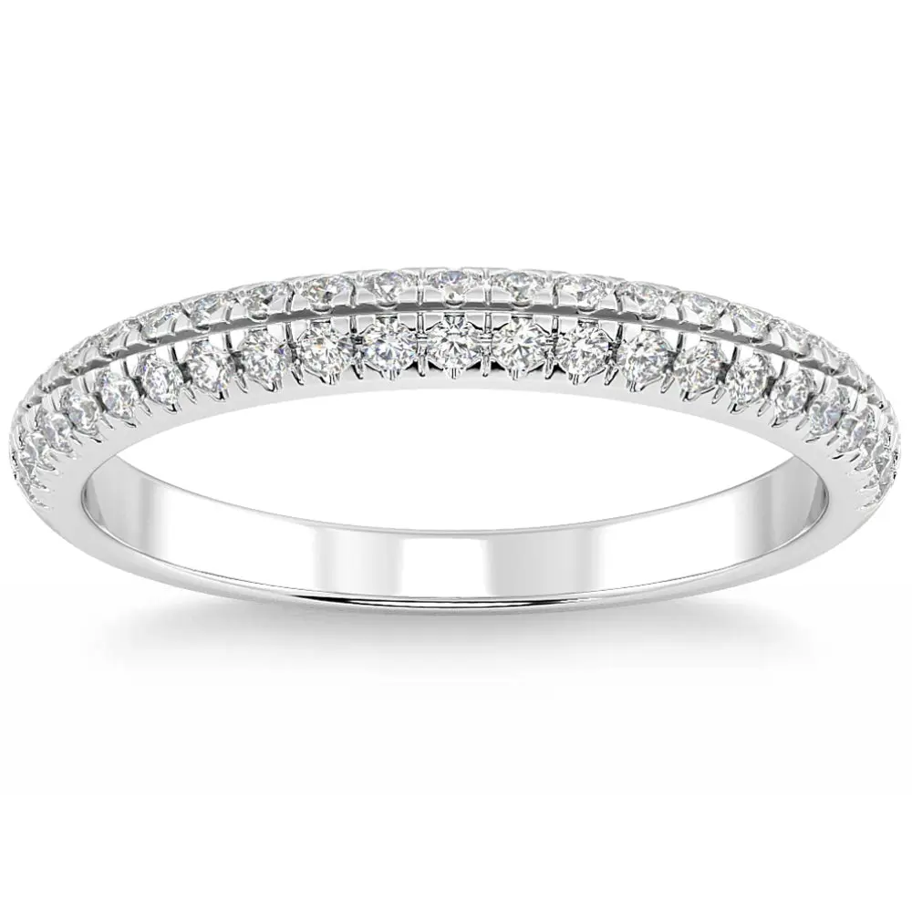 1/2Ct Pave Diamond Wedding Ring 14k Gold Stackable Band Lab Grown 1/2Ct Pave Diamond Wedding Ring 14k Gold Stackable Band Lab Grown