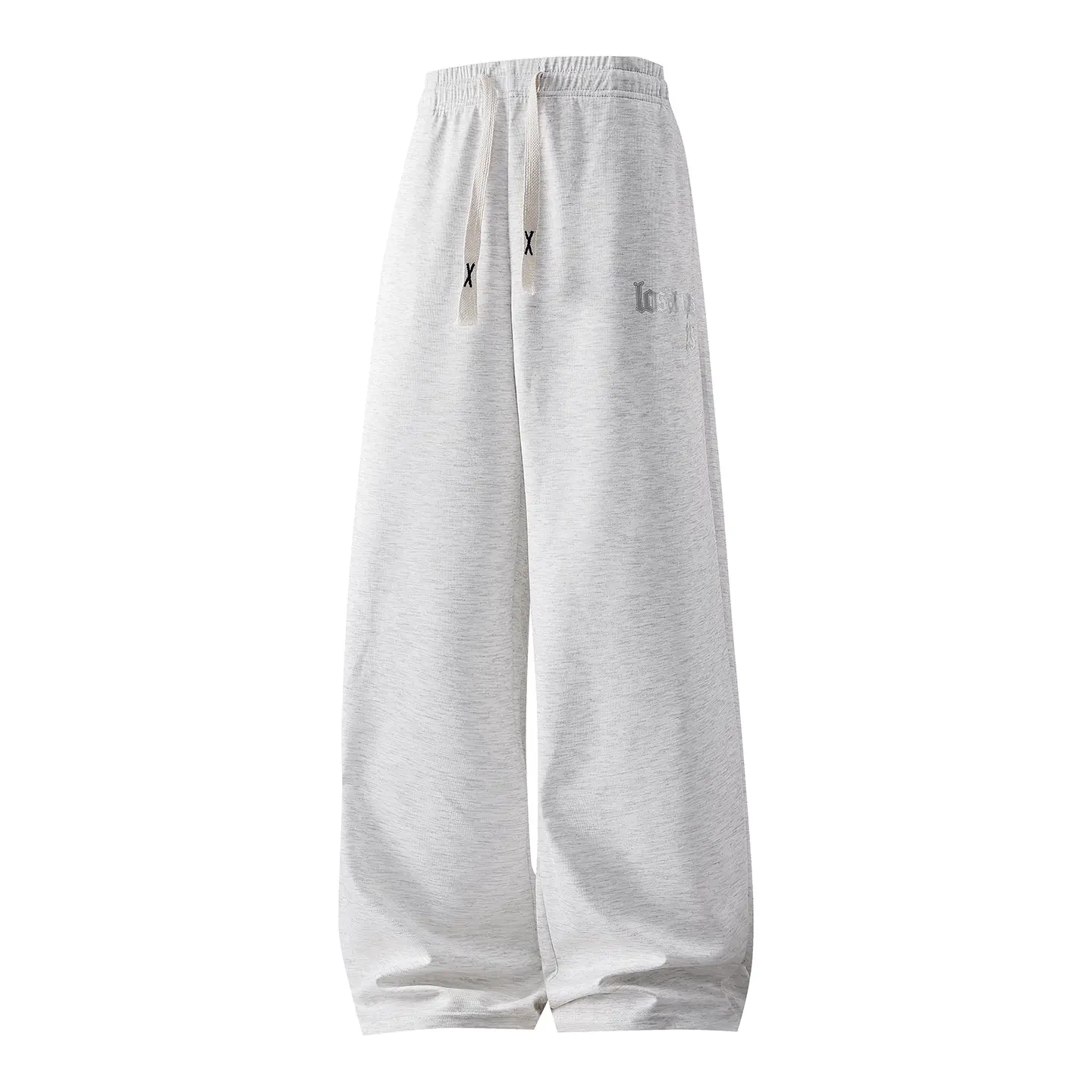 Men’s athletic casual solid-color sweatpants with 3D letter print, wide-leg fit, drawstring waist, suitable for everyday campus wear—fashionable men’s casual long pants.