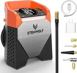 ETENWOLF Zephyr S5 Heavy-Duty Tire Inflator Portable Air Compressor, 160PSI &15600mAh Cordless Air Pump with LED Light for Car Tires, Bike, Motorcycle, Balls, Pickups (Vivid Orange) Auto Stop Inflation Modes Versatile