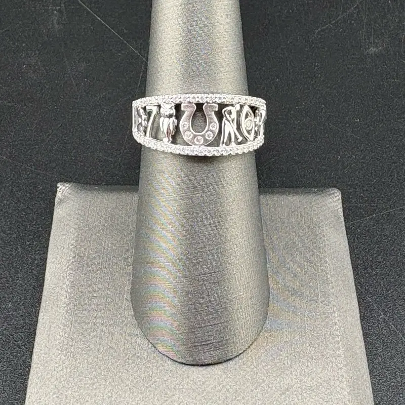 Silver Moissanite Lucky Ring - Available in Sizes 7, 8, 9 - Everyday Wear Jewelry