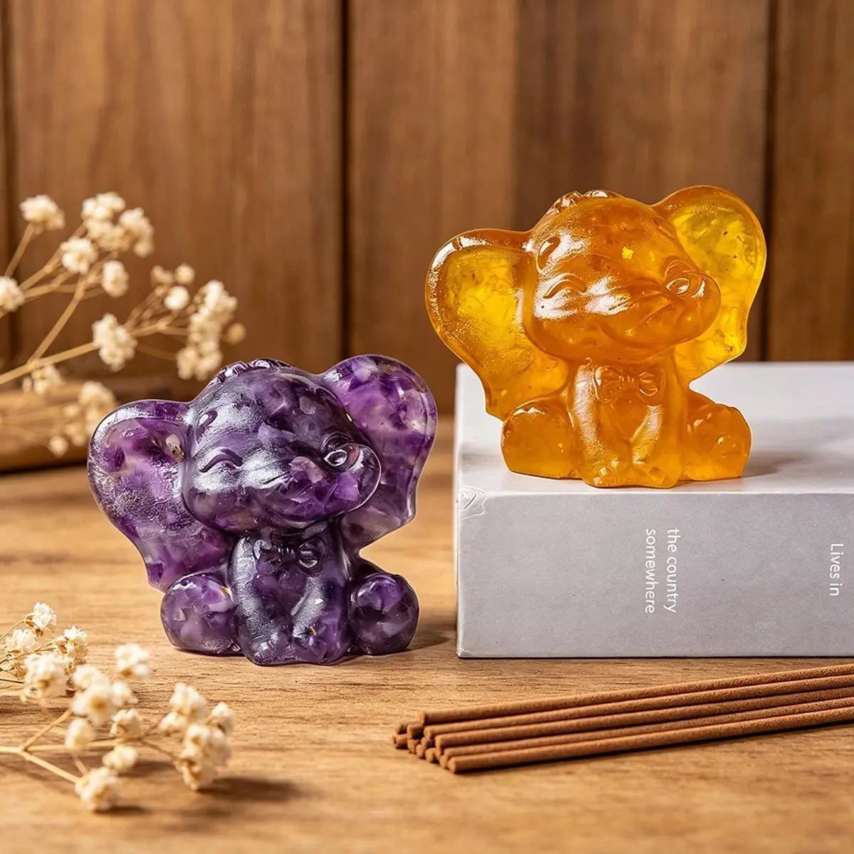 1PC Natural Amethyst Cute Elephant-Shape Statue - Rose Quartz, Tiger Eye, Red Jasper Feng Shui Decor, Reiki Healing Amulet, Desktop Home Office Decor Ornament, Dropshipping Products