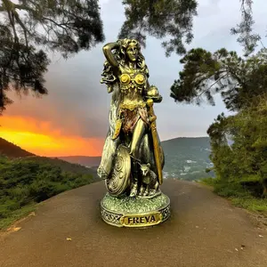 Freya, Norse Goddess, with Cat, Miniature Statue by Veronese Design