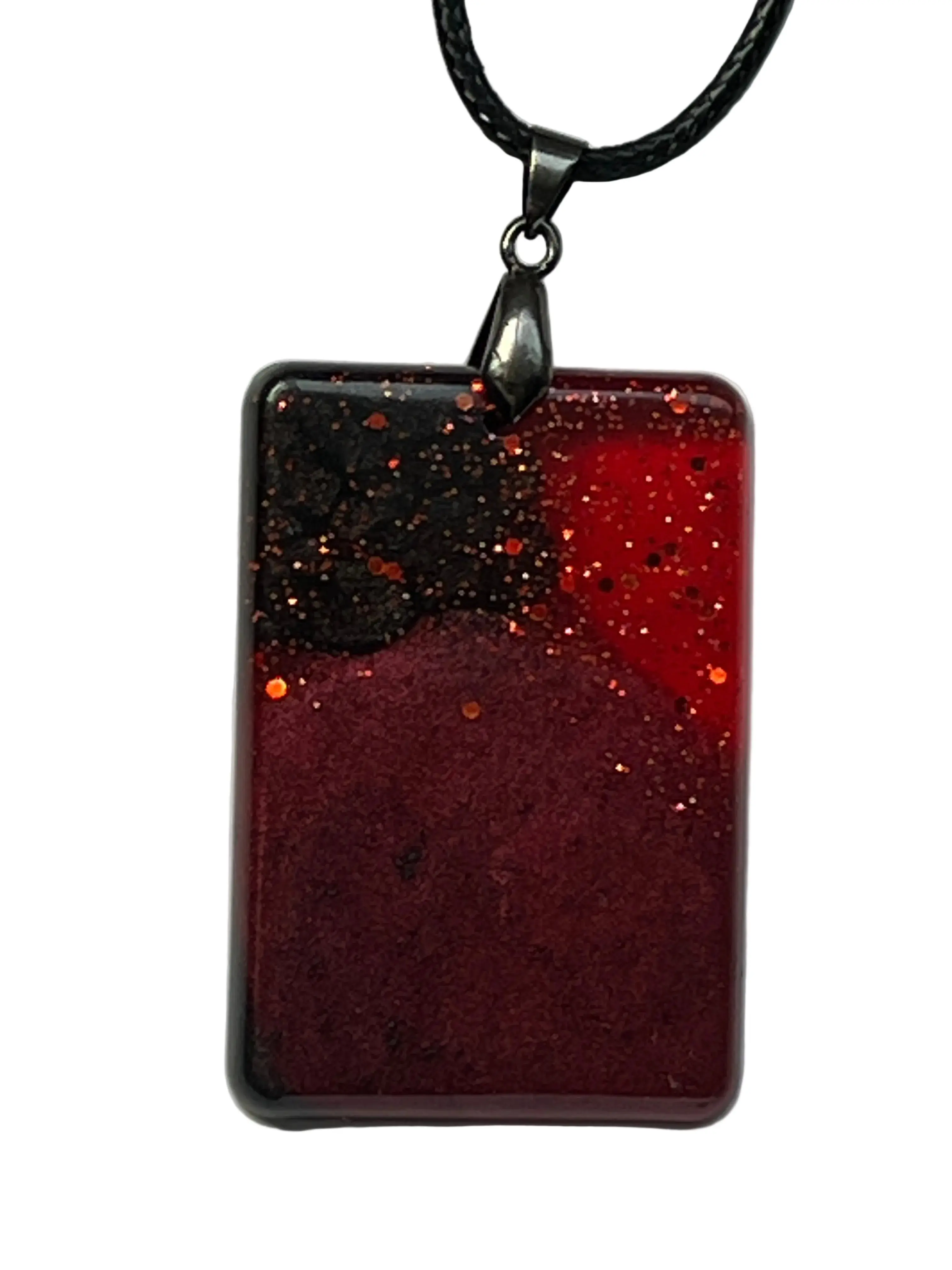 Dark Ember — Burgundy & Black Resin Pendant
