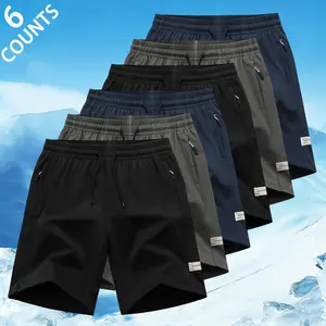 6-Pack Men's Quick-Dry Athletic Shorts, Lightweight Breathable Running Shorts with Zipper Pockets, Casual Summer Workout Gym Shorts for Men, Moisture-Wicking Sports Hiking Shorts for Daily Wear & Outdoor Activities