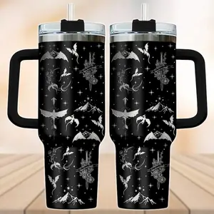 Fourth Wing Dragon Engraved 40oz Insulated Tumbler, Fantasy Dragon Rider Gift for Readers, Bookish Travel Cup