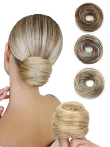 Women's Synthetic Hair Bun Extension, 3 Inch Fluffy Design, Elastic Rubber Band, Easy Updo Style, All Seasons Use, Fluffy Hair Pieces, Synthetic Hairpieces