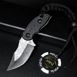 This portable outdoor folding knife features a black 3CR steel blade paired with a G10 handle,with an anti-loss lanyard—making it suitable for both men and women. It is an essential tool for camping, hiking, tactical operations, and wilderness survival