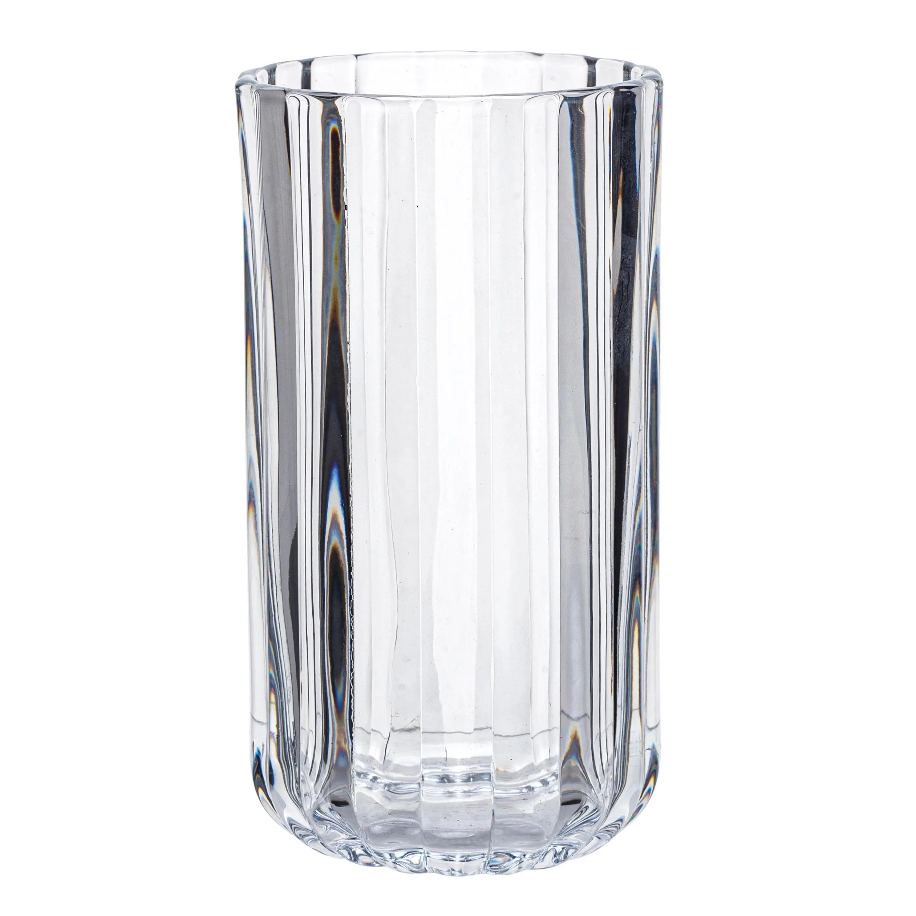 Better Homes & Gardens 14OZ Fluted Glass Tumbler Clear Premium Soda-lime Glass Dishwasher Safe Contemporary Style 2.95inW x 2.95inD x 5.59inH