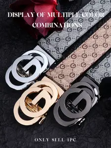 Luxury Leather Letter Western Buckle Belt with Alloy Automatic Buckle, Fashion Men's Casual Pants Waistband, Stylish Belts, All Seasons Accessory, Western Belt Buckles